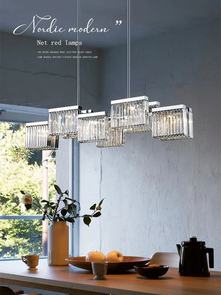 lampe suspendue moderne transparente chrome facettes 4200K 3000K 6500K 90260V 200082000lm