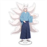 figurines anime acrylique bleu rose verte noire blanche motifs floraux base circulaire décoration collection