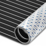 tapis sol bateau mousse EVA rayures horizontales adhésif 3M résistant eau moderne marron clair
