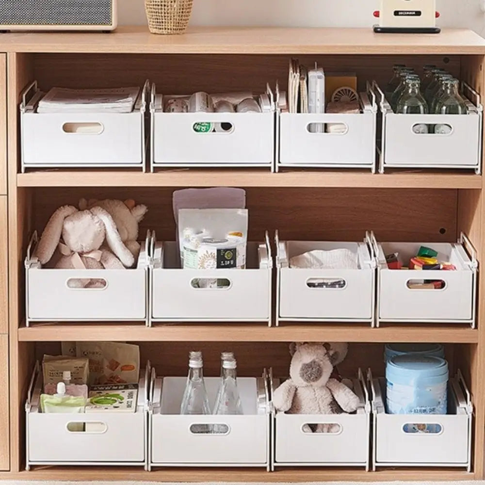 boîtes rangement blanc modernes clips poignées imperméables plastique sans BPA métal opaques étagères sous
