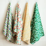 serviettes table coton fleurs modernes vert rose bleu blanc cuisine maison restaurant