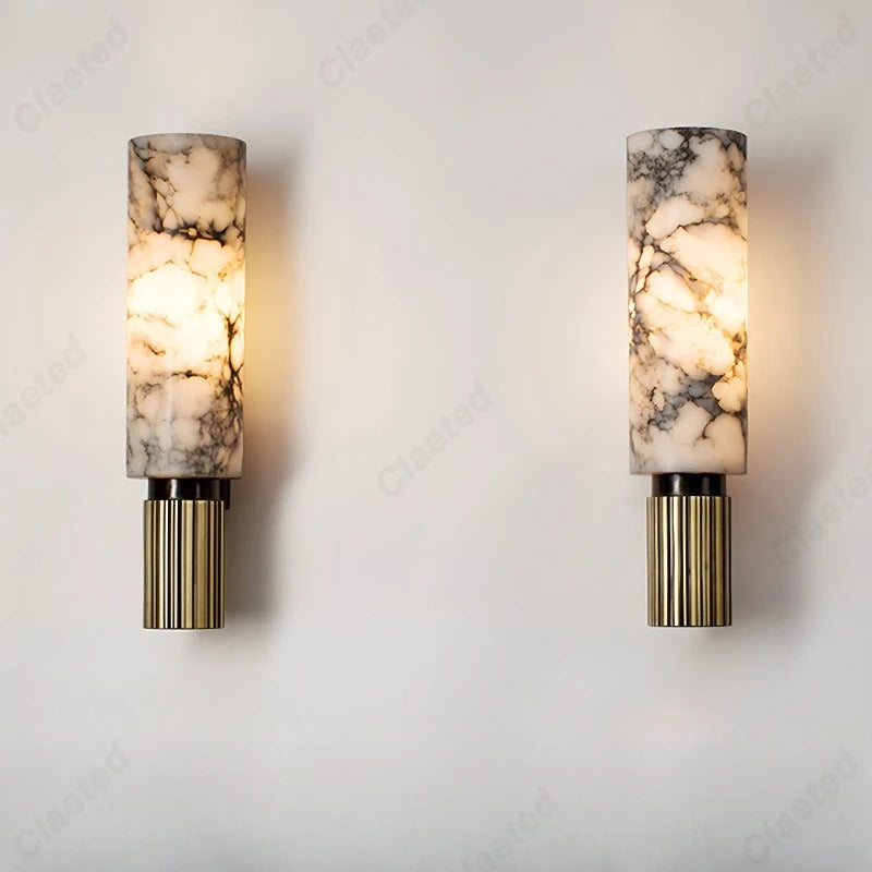 lampe murale moderne marbre blanc noir doré éclairage quotidien fixée mur tri couleur dimming
