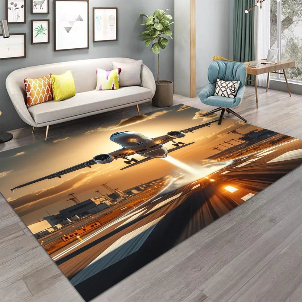 tapis moderne avion ville bleu noir blanc extérieur salon prière 80x120cm 120x160cm