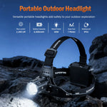 lampe frontale led rechargeable usb zoom télescopique haute puissance pêche