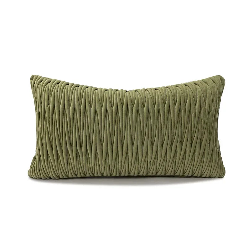 housse coussin vert olive moderne tissu polyester coton géométrique décoration intérieure écologique simple nordique