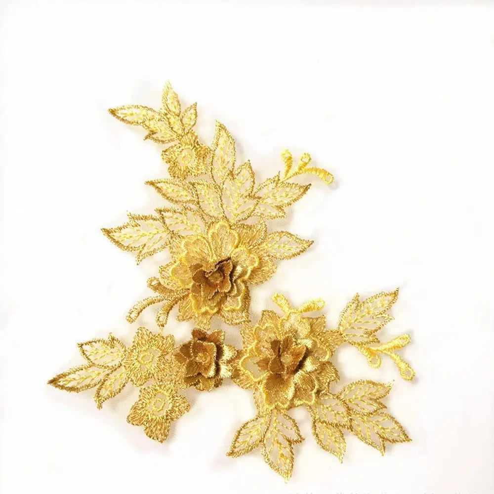 applique textile brodé fleurs doré clair broderie fine adult femelle polyester