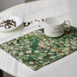 serviette table vintage fleurie polyestercoton couleurs vrb blanc tasse good morning