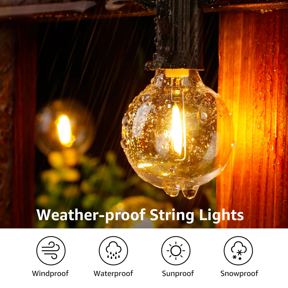 guirlande lumineuse led ampoules globe verre jaune orangé industrielle vintage imperméable extérieure 220v