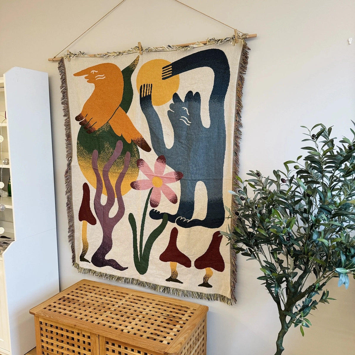 couverture maison multicolore motif abstraite figures humaines fleurs geometriques moderne printemps automne portable qualité