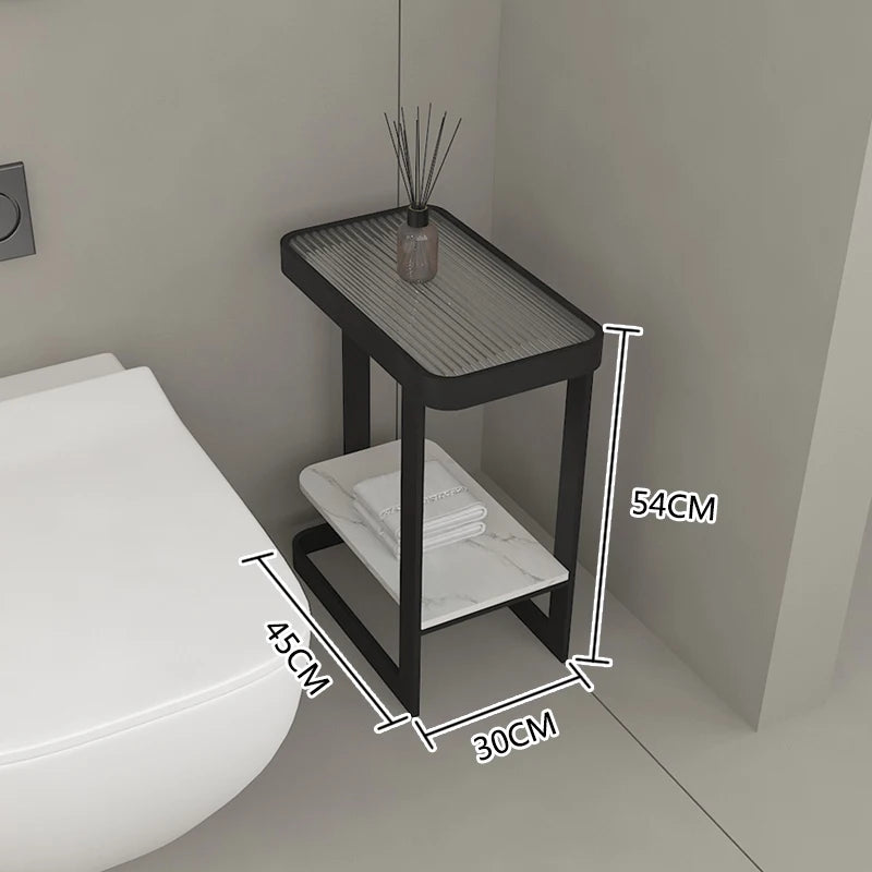 table salle bain moderne métal blanc texture grille gris marbre