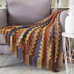 couverture multicolore zigzag ethnique portable anti boulochage acrylique polyester adultes printemps automne voyage maisonhôtel