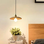 Lampes suspendues modernes bois texturé minimaliste ampoule LED câble noir salon chambre
