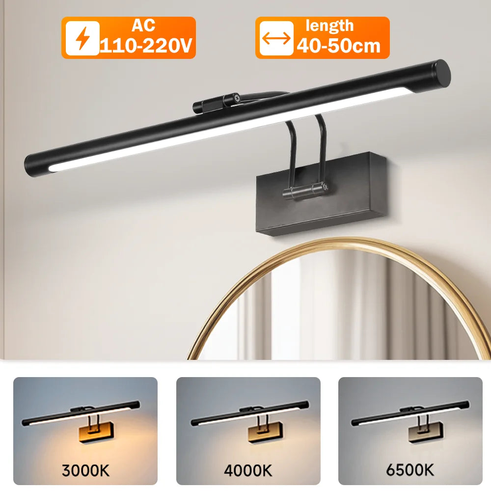 lampe miroir argenté moderne 50cm fixée mur 10 led flux lumineux 249 2000