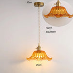 suspension lumineuse vintage transparente motifs floraux vert orange bleu