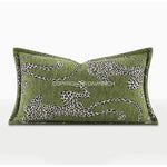 taies d'oreiller jacquard léopard vert olive moderne respectueuses environnement polyester 100% decoration maison
