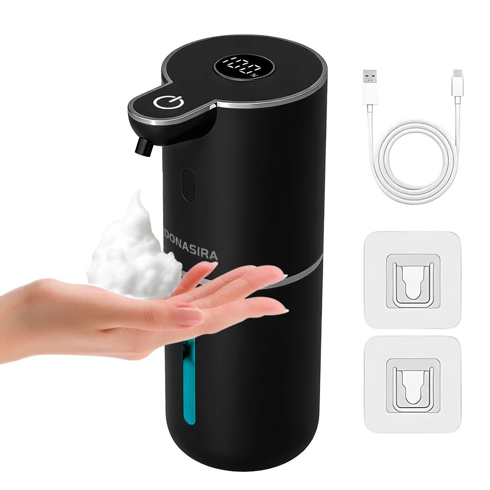 distributeur savon automatique blanc noir tactile hd écran mousse liquide rechargeable usb