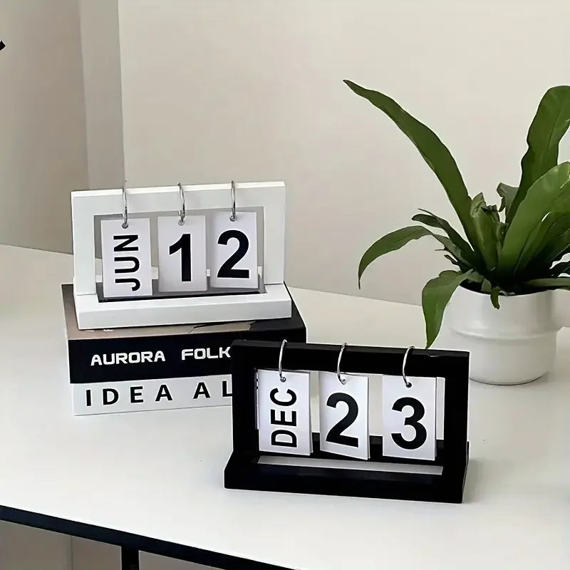 calendrier minimaliste moderne chiffres mobiles blanc noir gris clair occasion noël anniversaire mariage