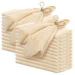 lot dix serviettes table coton beige clair franges rustiques mariage décoration chic maison