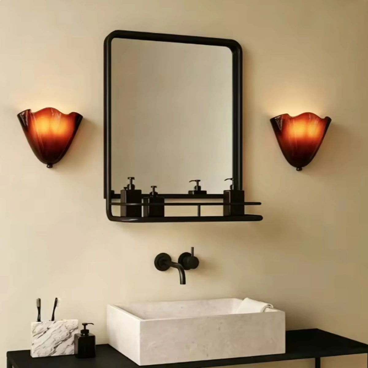 applique murale led verre blanc rouge vert moderne ondulée fixee mur interrupteur echangable