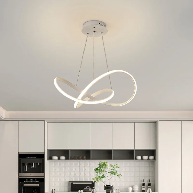 suspension lumineuse moderne minimaliste blanc marron foncé gris câbles métalliques hauteur ajustable diamètre 48cm