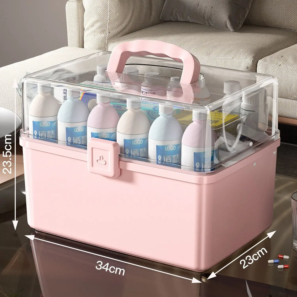 boîte rangement médicaments transparente moderne poignée anti humidité blanc storage ecofriendly