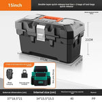 boîte outils noire orange clips multifonctionnelle perceuse batterie sac clé douille première secours lampe