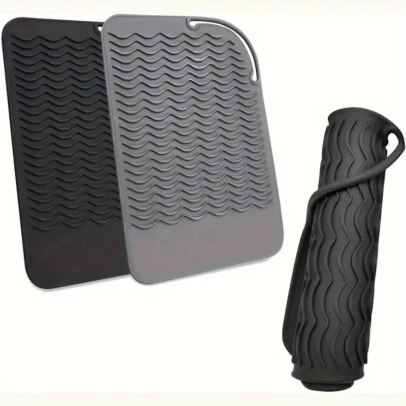 tapis protection coiffure rose gris noir bleu clair moderne rayures ondulées clips