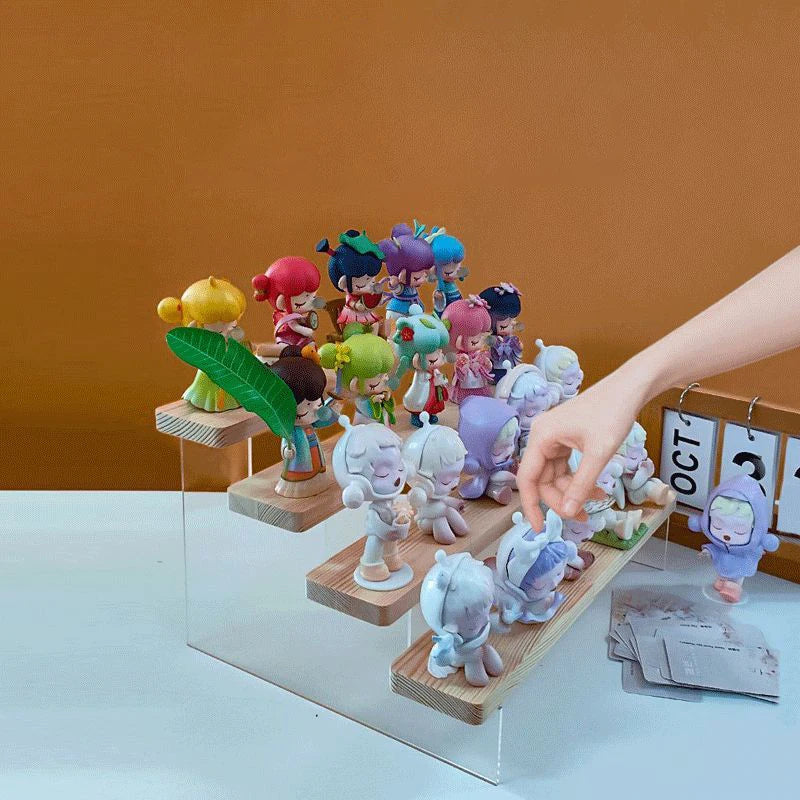 étagères murales bois transparentes modernes clips minimalistes rangement jouets cosmétiques