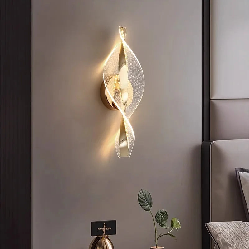 applique murale led moderne or brillante élégante chambre cuisine ondulé éclairage ambiant fixée mur