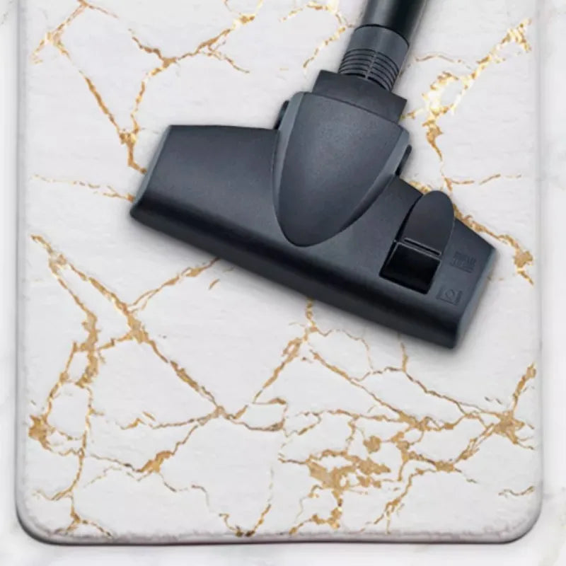 tapis marbre veines dorées moderne salle bain blanc or respectueux environnement 60x90cm 80x120cm