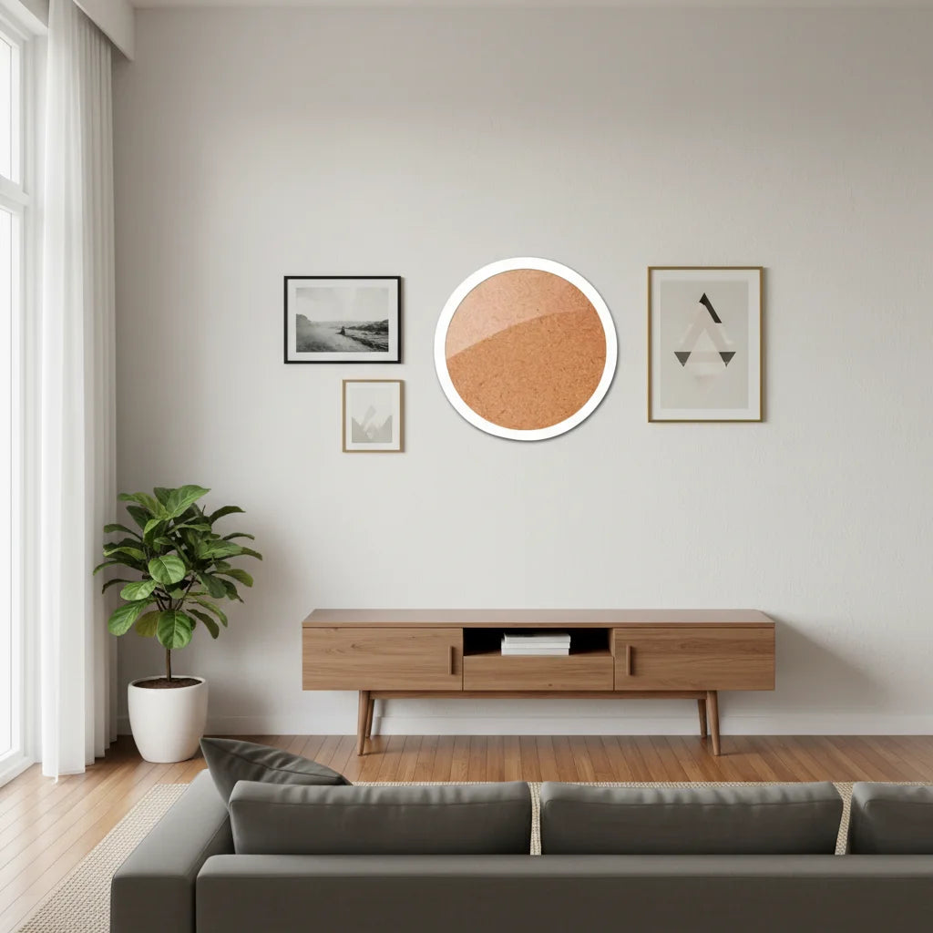 cadres photo ronds décoration murale bois texturée moderne minimaliste bohème différents