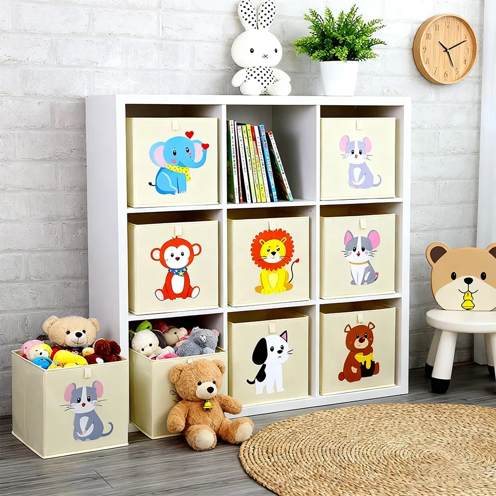 cube rangement pliable imprimé animaux poignées modernes enfants chambre bébé jouets almacenamiento organizador trẻ