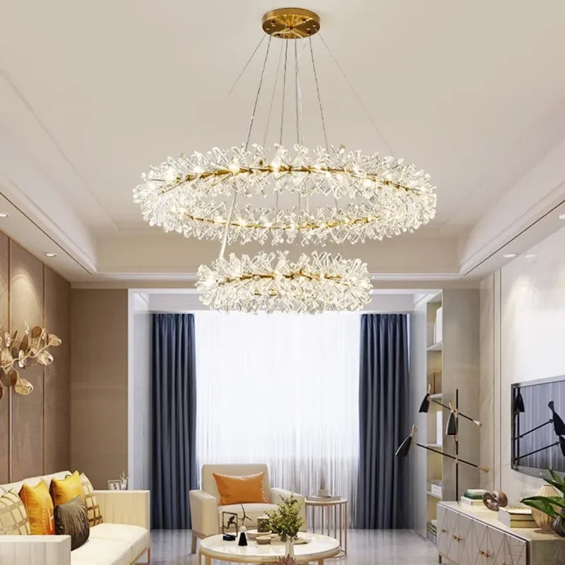 lustre suspension moderne cristal doré transparent luminaires salon luxe géométrique