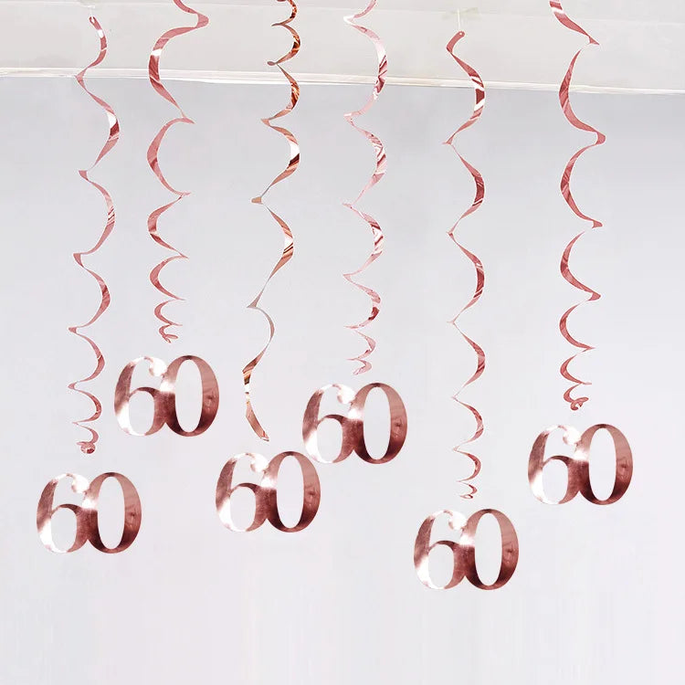 décoration anniversaire guirlande spirale rose doré moderne fête 21 30 40 50 années
