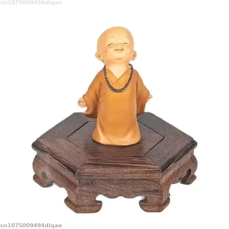 supports plantes étagère bois marron statuette bouddha bol céramique table basse vintage stand thé