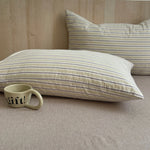 lot taies d'oreiller coton rayures rose clair modernes minimalistes douces lit maison