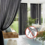 rideau extérieur semi transparent noir blanc moderne pochette tringle patio véranda