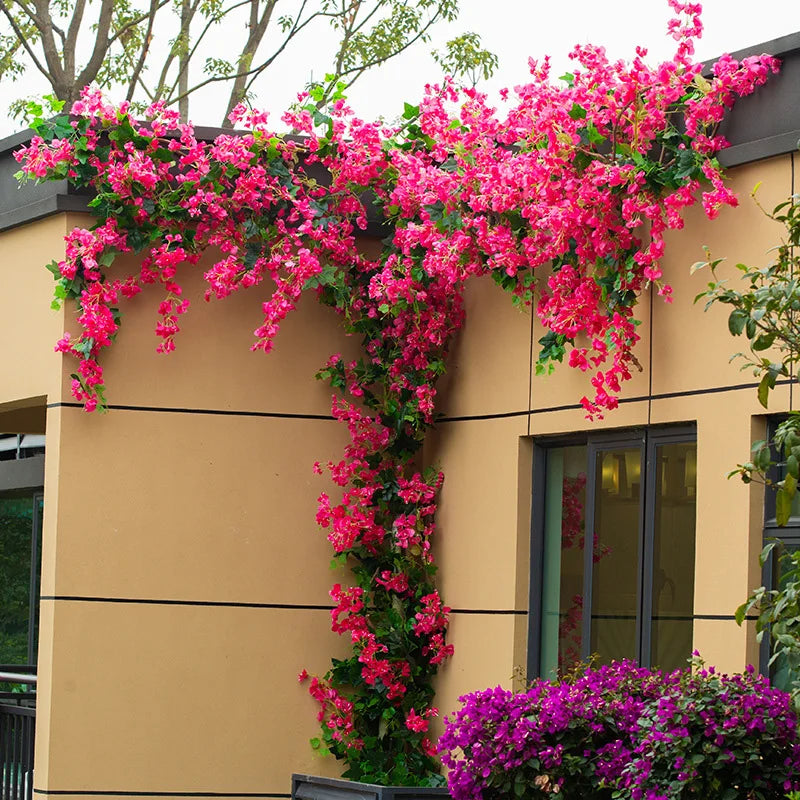 Guirlande fleurs artificielles bougainvilliers rose moderne extérieur décoration mariage anniversaire fêtes