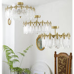 lustre verre led doré feuilles strass baroque éclairage chambre salon haute qualité facile