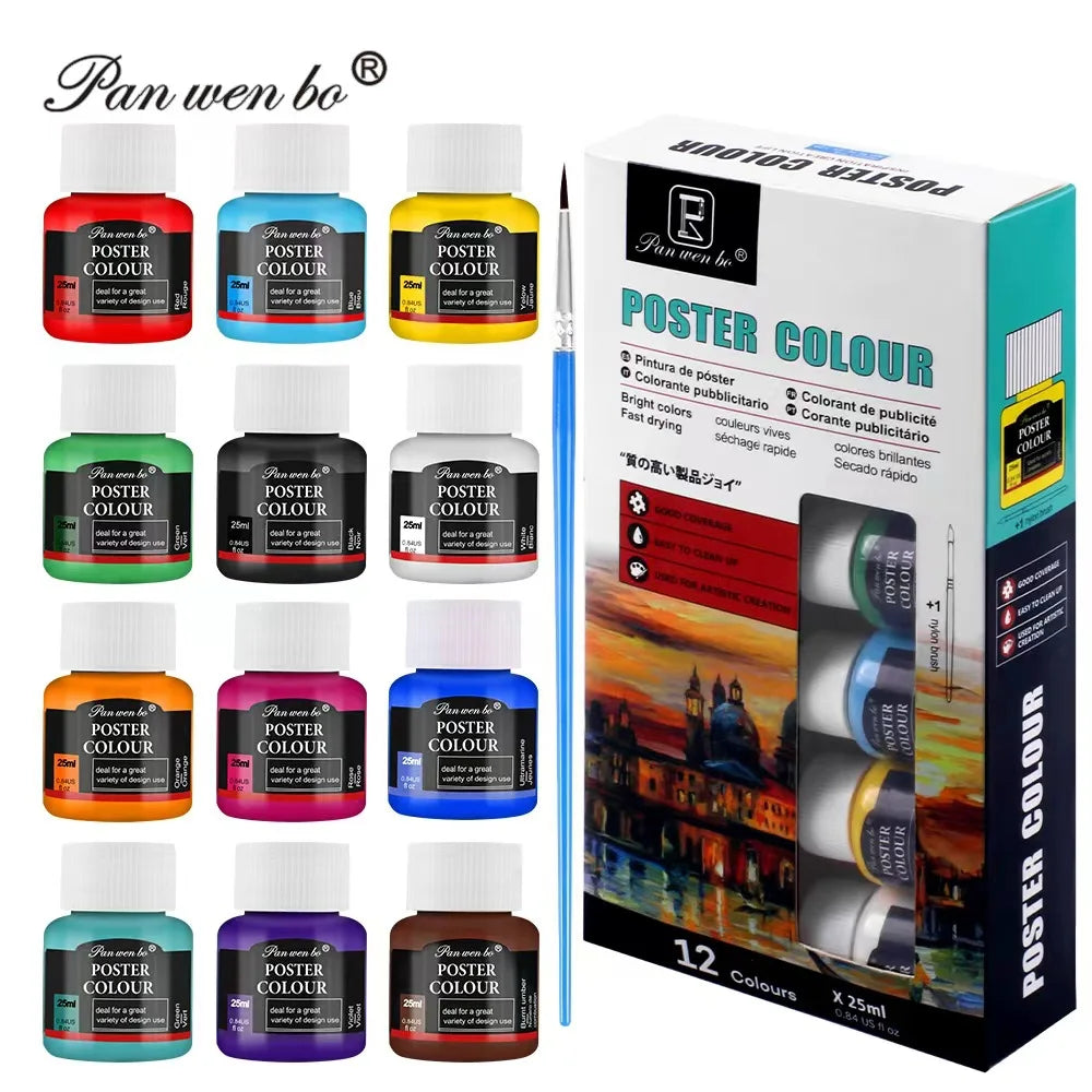 peintures acryliques 12 couleurs bleu vert rouge jaune noir violet modernes toile verre papier