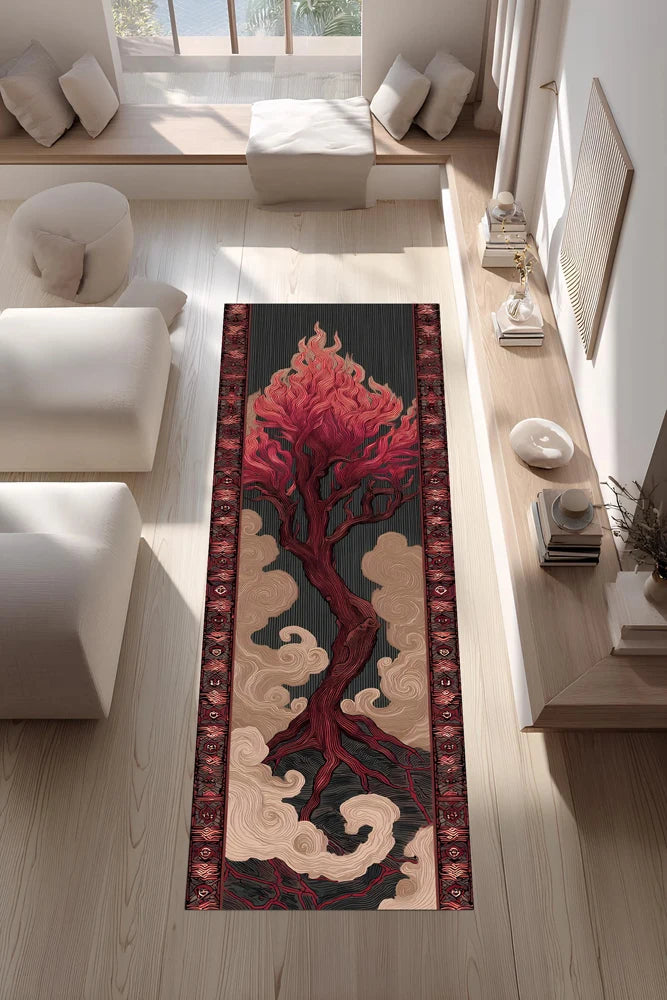 tapis moderne fleurs branches vagues géométriques noir rose beige bleu clair gris salon chambreextérieur