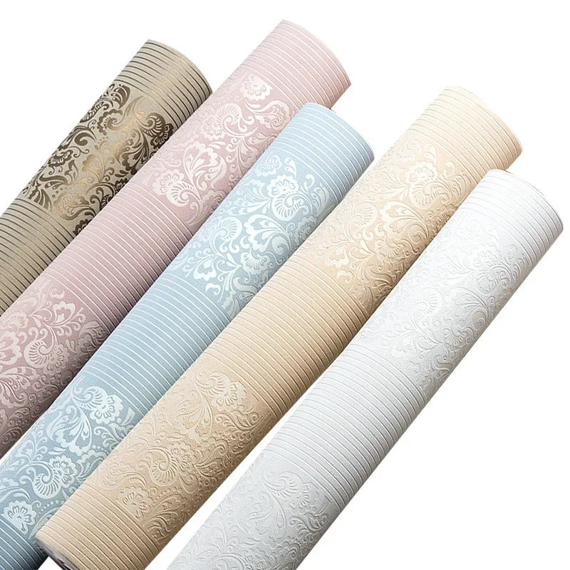 papier peint floral relief classique beige marron rose bleu blanc doré imperméable