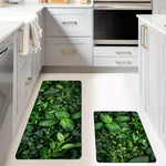 tapis sol moderne feuilles plantes vertes fond noir antidérapant polyester extérieur 40x60cm 50x80cm 40x120cm