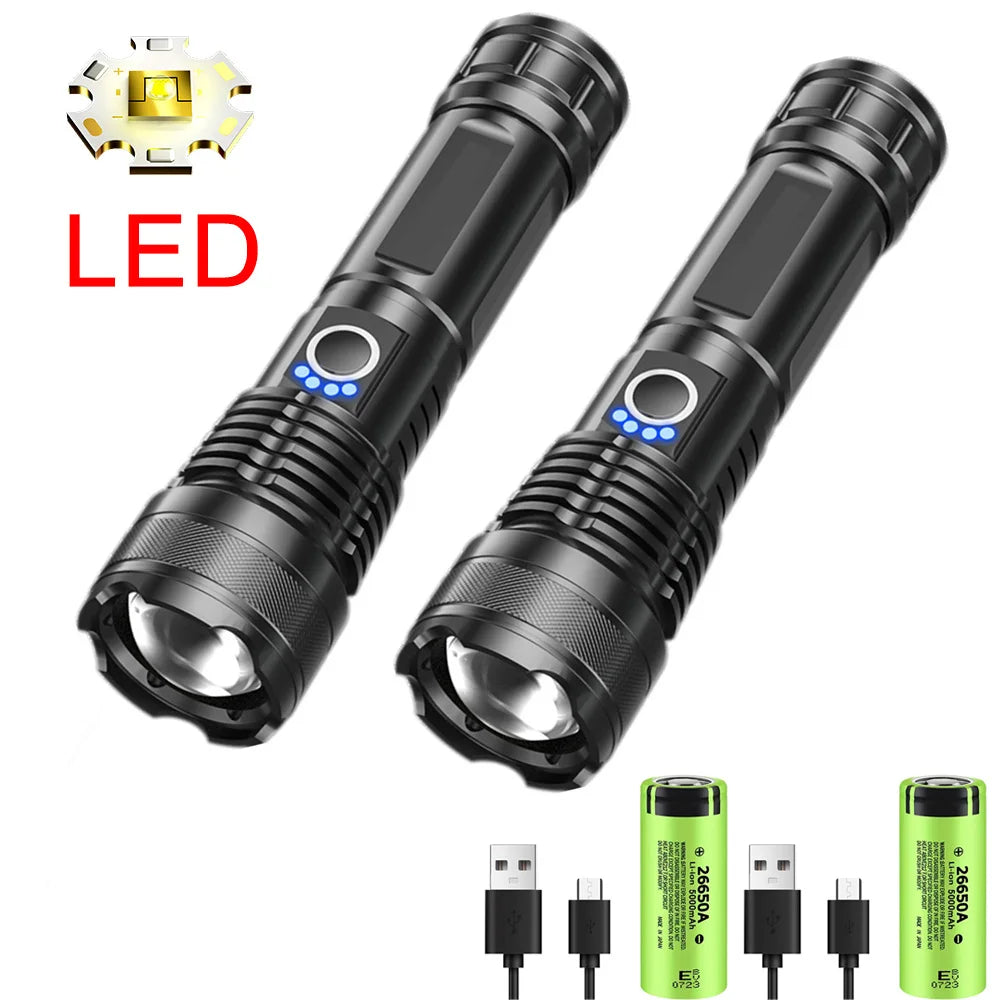 torche poche led rechargeable 15w intense noire étanche modulable modes