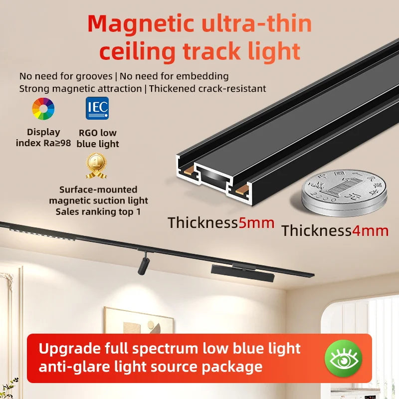 rail lumière suspendue moderne aimants noir ampoules led 12w 24w spotlight floodlight grille light