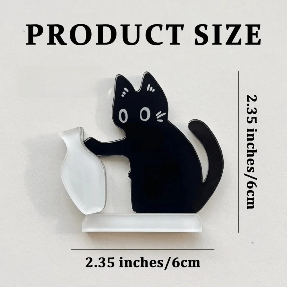 aimants réfrigérateur chat moustaches dessin animé vase noir blanc ornement collection autocollant