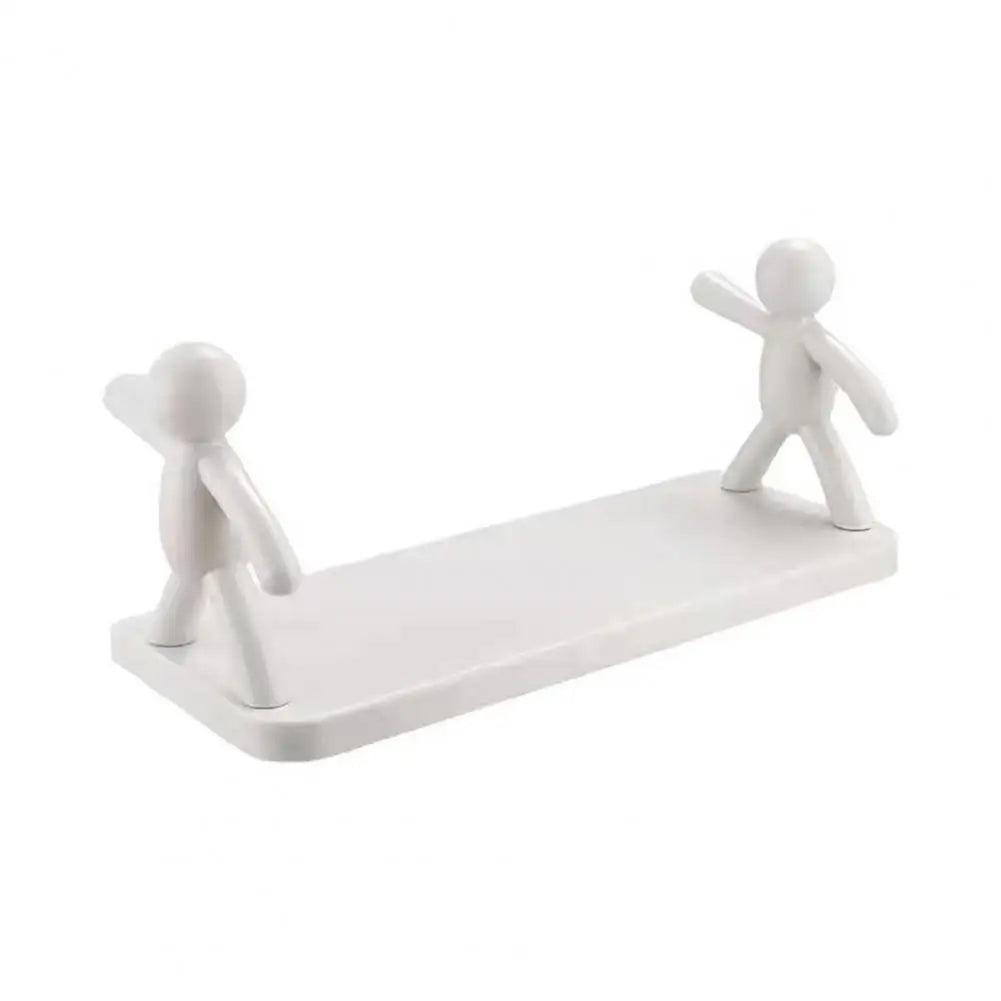 support mural blanc minimaliste figurines personnes rangement cuisine toilette adhésif respectueux environnement unique