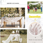 nappe dentelle blanche mariage transparente romantique boho décoration table réutilisable festive fleurs argentées
