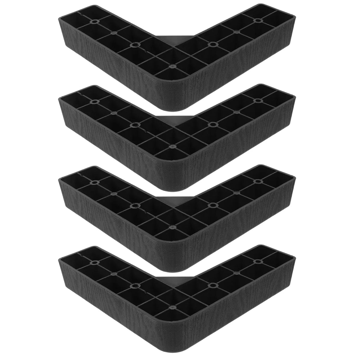 supports d'angle meubles noir industriels modernes trous vis rehausseurs pieds plastique lot quatre