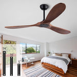 ventilateur moderne 52 pouces bois lampe intégrée télécommande led certifications ul ccc